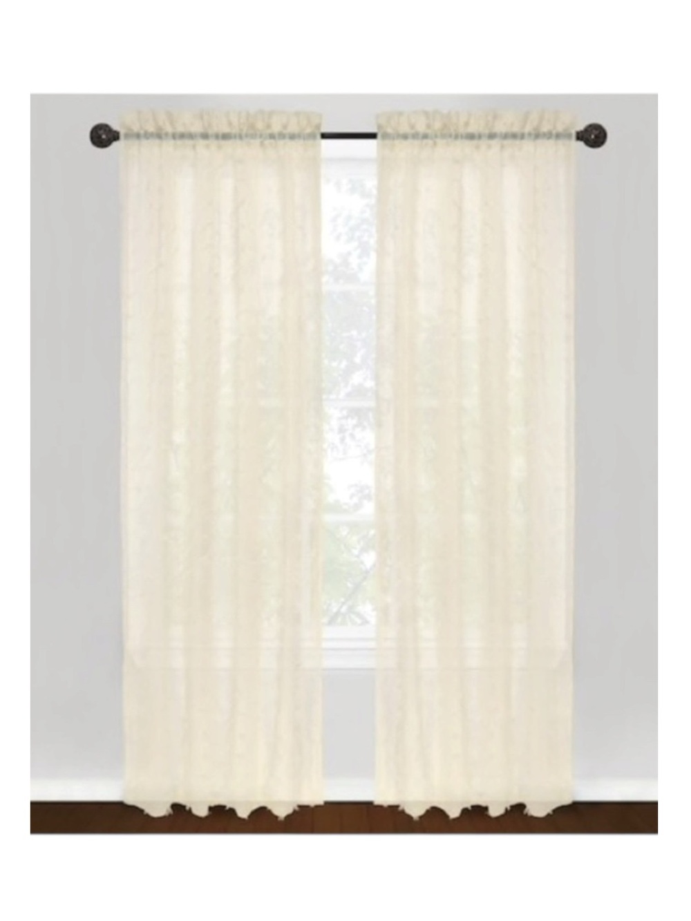 new Boho Chic ✶ Set 2 Rod Pocket Panel Curtains ✶ Semi Sheer Natural ✶ 40” x 84”